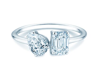 Diamantring Toi et Moi Pear & Emerald