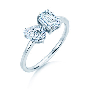 Diamantring Toi et Moi Pear & Emerald