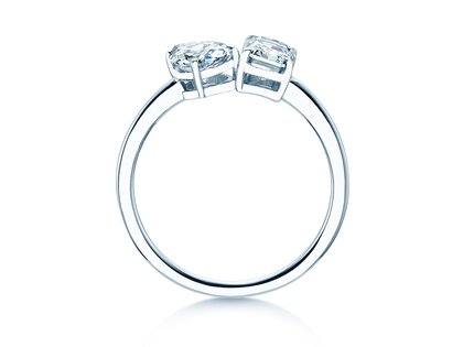 Diamantring Toi et Moi Pear & Emerald