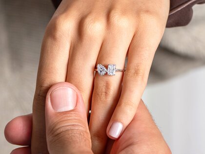 Diamantring Toi et Moi Pear & Emerald