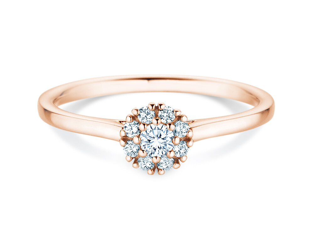 Diamantring Bloom in 9K Roségold mit Diamanten 0,22ct G/SI