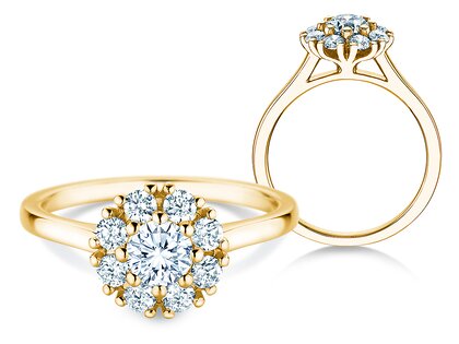 Diamantring Bloom in Gelbgold