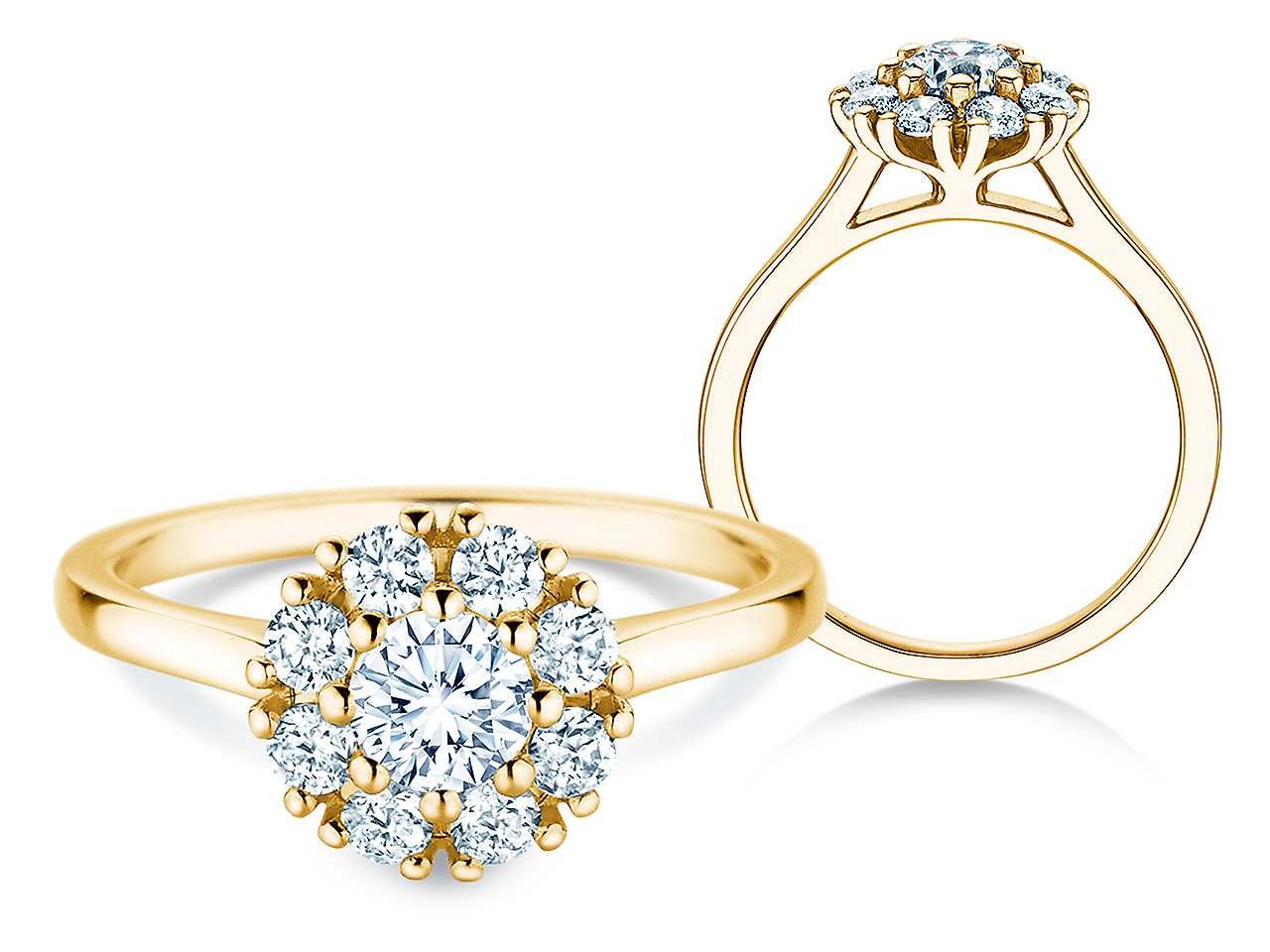 Diamantring Bloom in Gelbgold