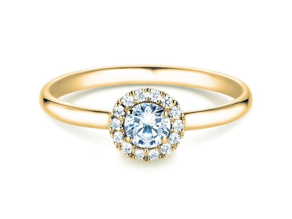 Diamantring Flower in 9K Gelbgold mit Diamanten 0,33ct G/SI