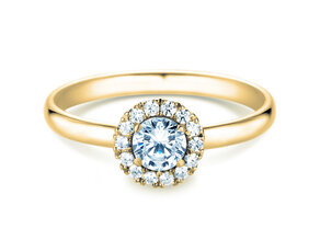 Diamantring Flower in Gelbgold