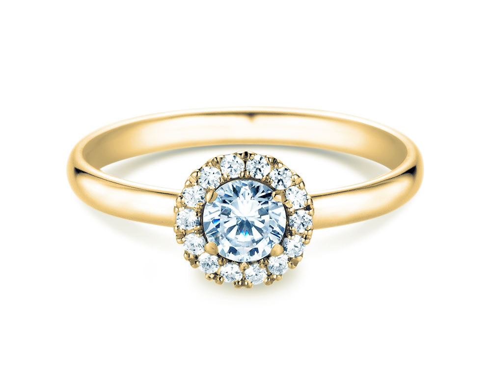 Diamantring Flower in 9K Gelbgold mit Diamanten 0,49ct G/SI
