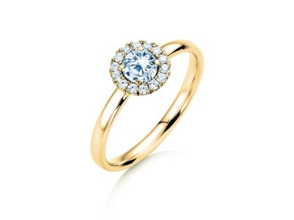Diamantring Flower in Gelbgold