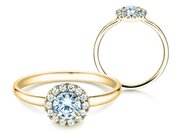 Diamantring Flower in Gelbgold