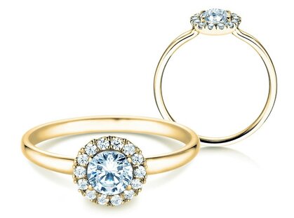 Diamantring Flower in Gelbgold