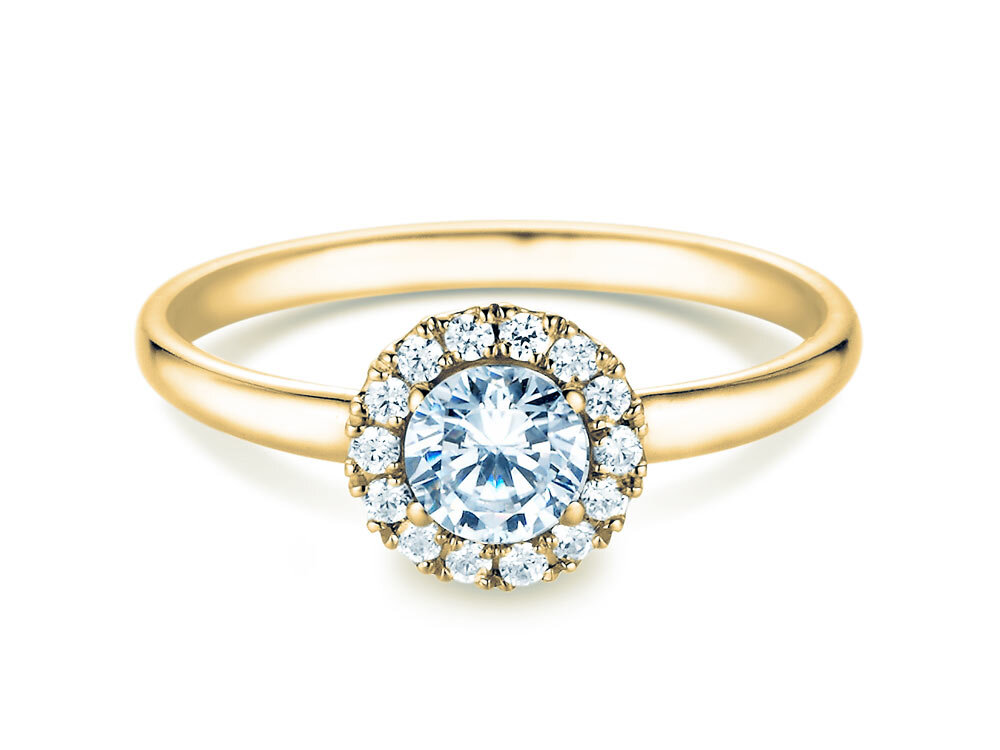Diamantring Flower in 9K Gelbgold mit Diamanten 0,59ct G/SI