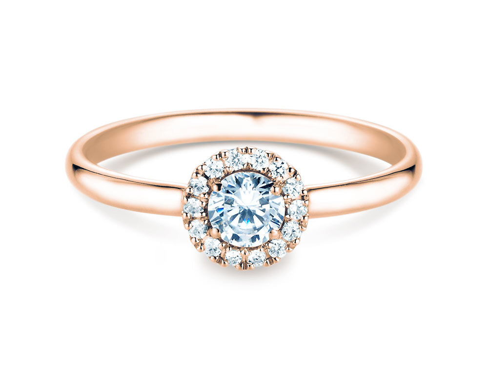 Diamantring Flower in 18K Roségold mit Diamanten 0,33ct G/SI
