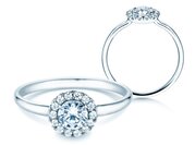 Diamantring Flower in Platin