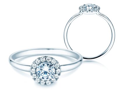Diamantring Flower in Platin