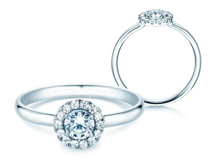 Diamantring Flower in Platin