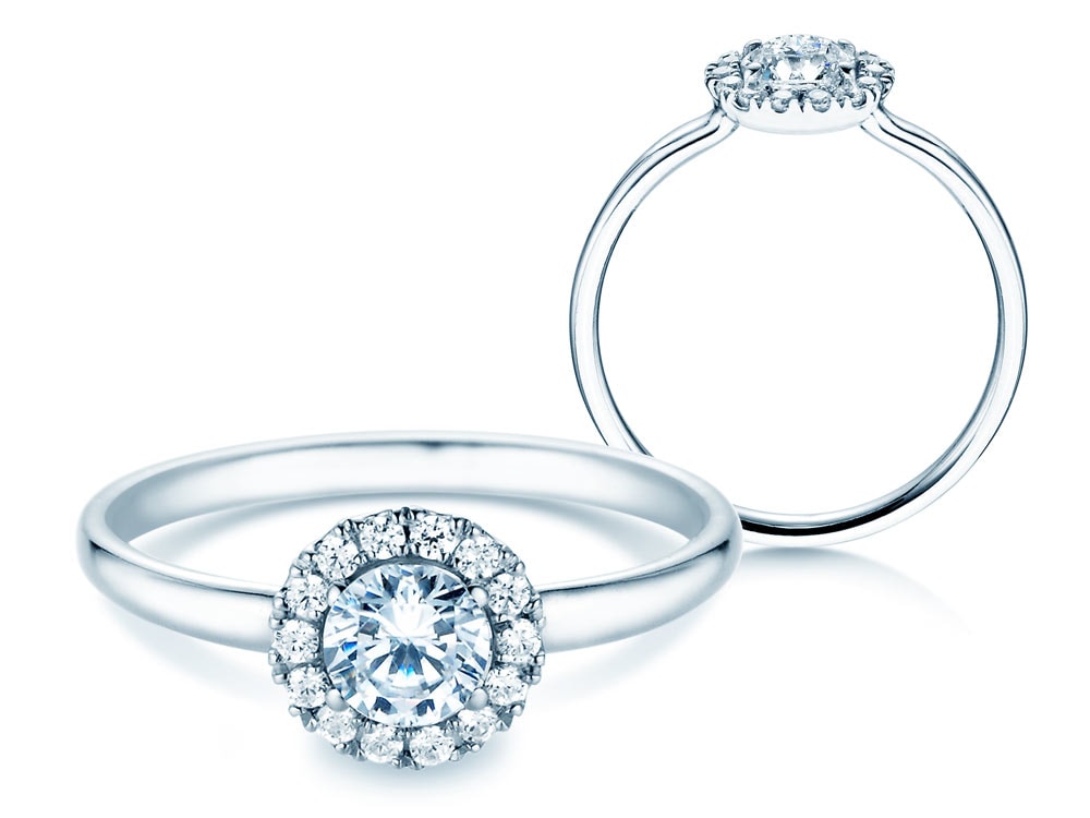 Diamantring Flower in Platin