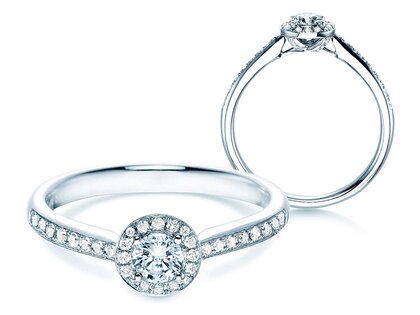 Diamantring Halo Petite in Weißgold