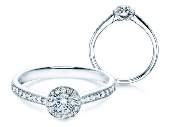 Diamantring Halo Petite in Weißgold