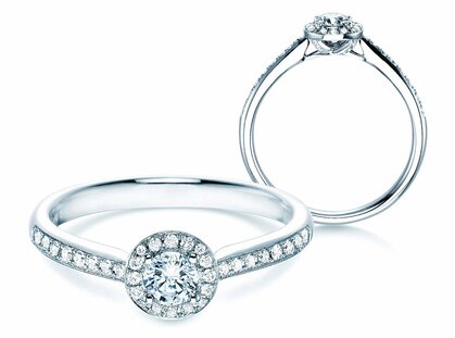 Diamantring Halo Petite in 18K Weißgold mit Diamanten 0,50ct G/SI