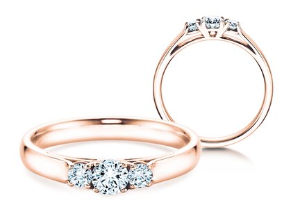 Diamantring 3 Stones in 18K Roségold mit Diamanten 0,40ct G/SI