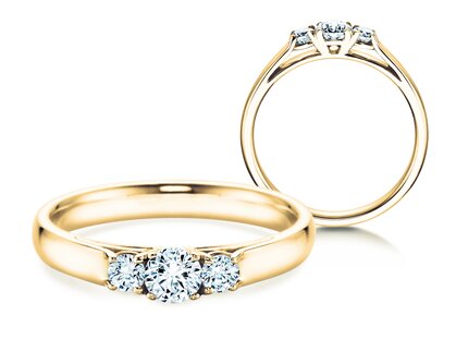 Diamantring 3 Stones in Gelbgold