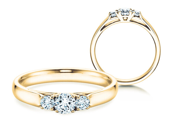 Ring 3 Stones in Gelbgold