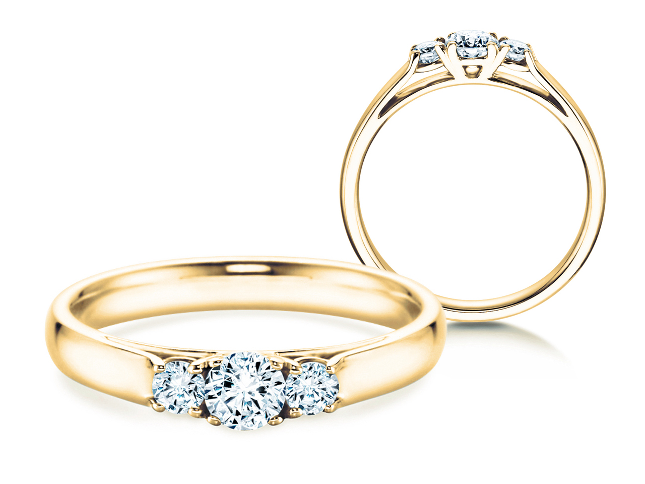 Ring 3 Stones in Gelbgold