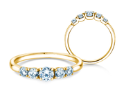 Diamantring 5 Diamonds in Gelbgold