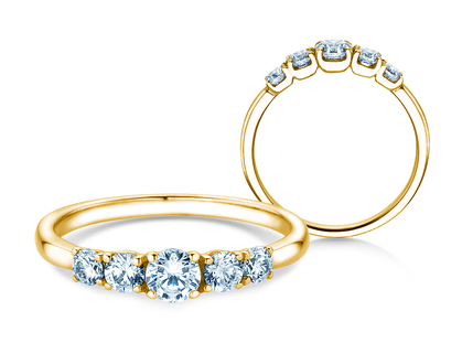 Diamantring 5 Diamonds in Gelbgold