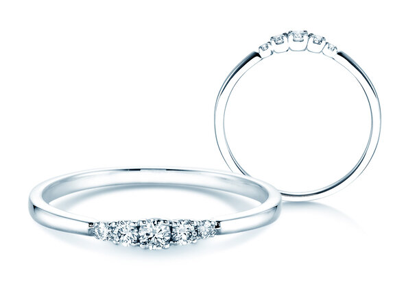 Diamantring 5 Diamonds in 18K Weißgold mit Diamanten 0,15ct G/SI