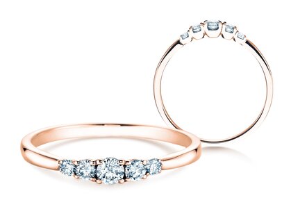 Diamantring 5 Diamonds in 14K Roségold mit Diamanten 0,25ct G/SI