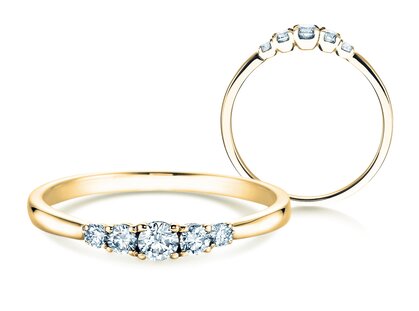 Diamantring 5 Diamonds in 18K Gelbgold mit Diamanten 0,15ct G/SI