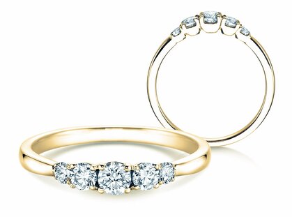 Diamantring 5 Diamonds in 9K Gelbgold mit Diamanten 0,40ct G/SI