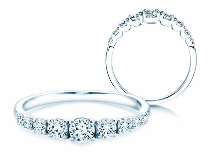 Diamantring 9 Diamonds in Platin 950/- mit Diamanten 0,43ct G/SI