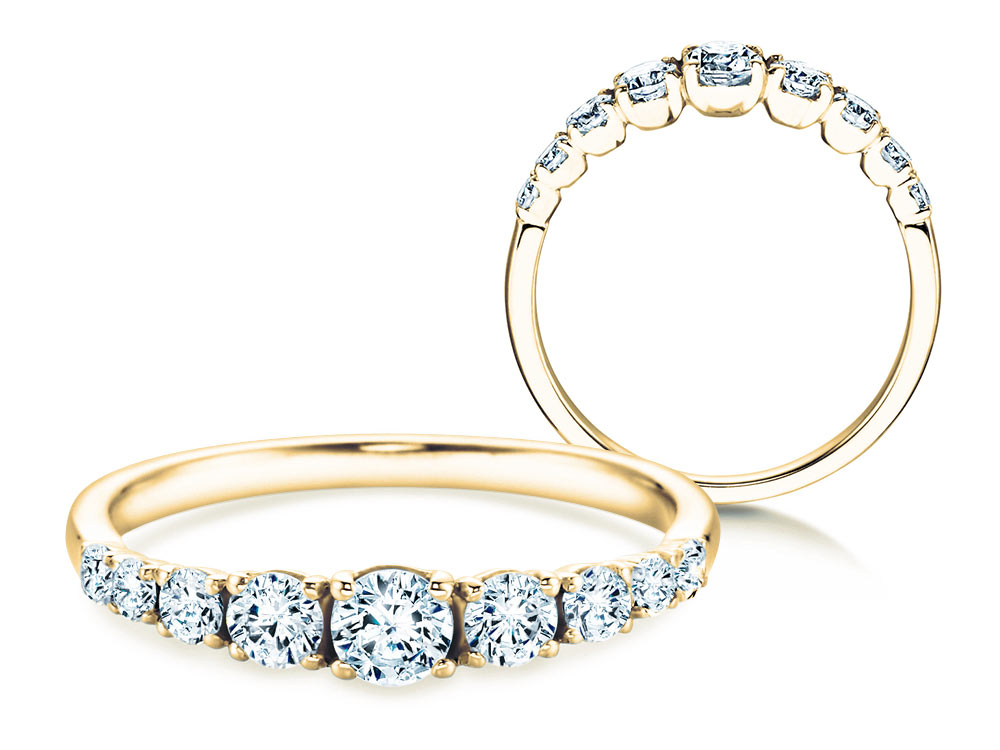 Diamantring 9 Diamonds in Gelbgold
