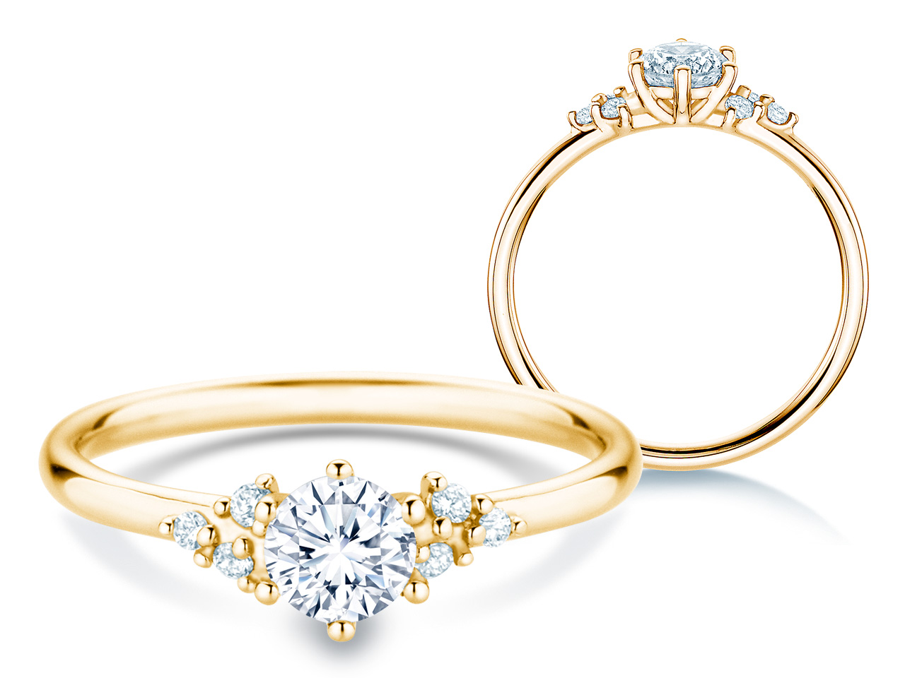 Diamantring Blossom in Gelbgold