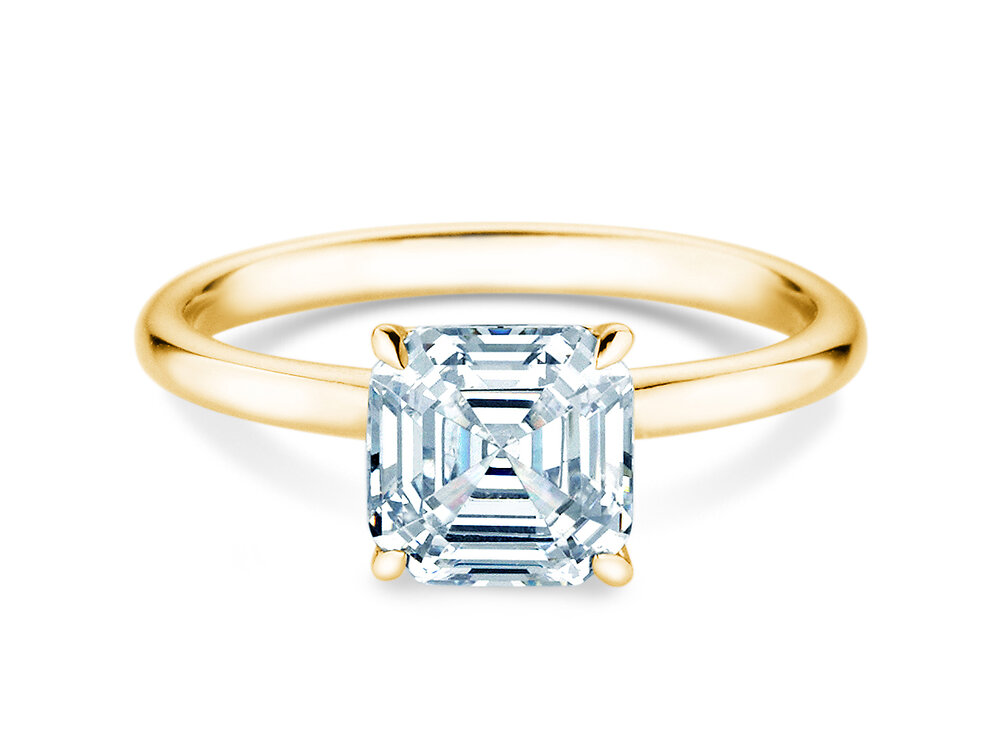 Ring Asscher Cut in 14K Gelbgold mit Labordiamant 1,50ct E/VS