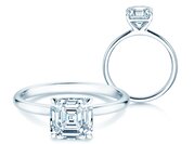Diamantring Asscher Cut in 9K Weißgold mit Diamant 1,00ct