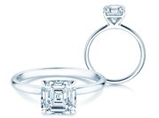 Diamantring Asscher Cut in 14K Weißgold mit Diamant 0,25ct