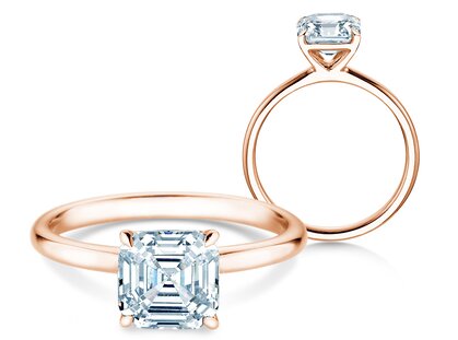 Diamantring Asscher Cut in 18K Roségold mit Diamant 0,25ct G/VS