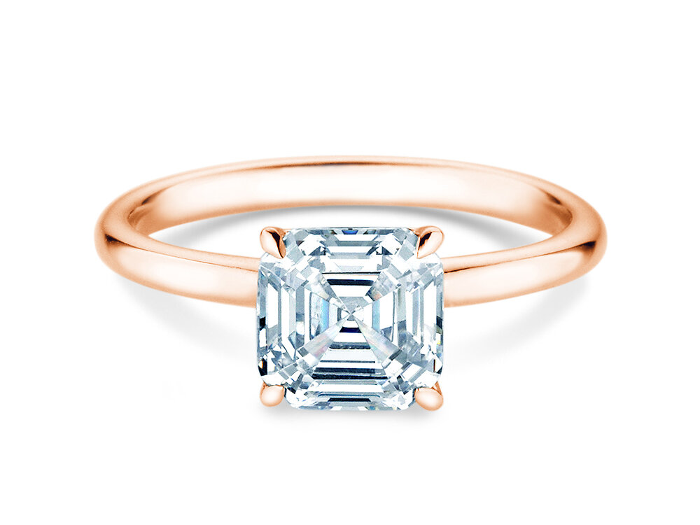 Ring Asscher Cut in 14K Roségold mit Labordiamant 0,75ct E/VS