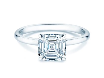 Diamantring Asscher Cut in 9K Weißgold mit Diamant 1,00ct