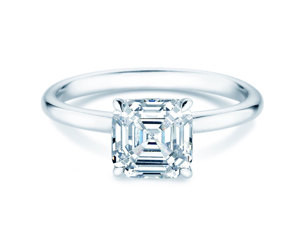 Ring Asscher Cut in 18K Weißgold mit Labordiamant 2,00ct E/VS