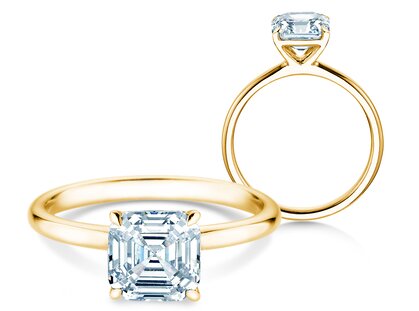 Diamantring Asscher Cut in 18K Gelbgold mit Diamant 0,40ct G/VS