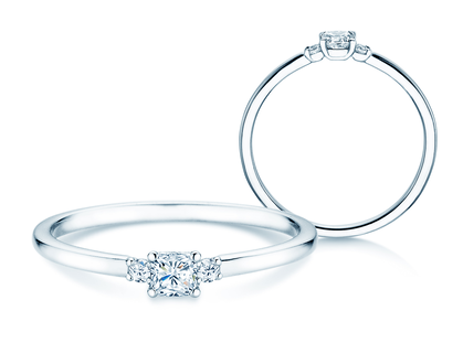 Diamantring Vivid Petite Cushion Cut in Platin