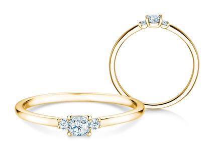 Diamantring Vivid Petite Cushion Cut in Gelbgold