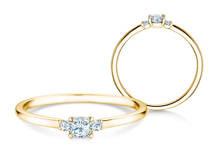 Diamantring Vivid Petite Cushion Cut in Gelbgold