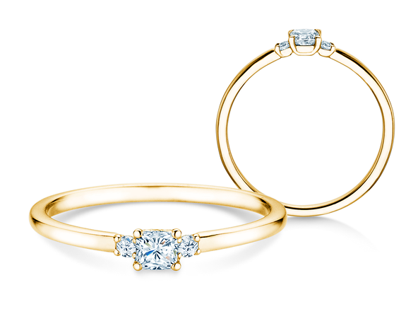 Diamantring Vivid Petite Cushion Cut in Gelbgold