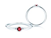 Farbsteinring Vivid Petite in 9K Weißgold mit Rubin 0,08ct und Diamanten 0,02ct