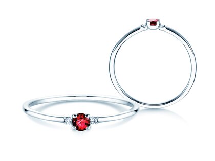 Farbsteinring Vivid Petite in 9K Weißgold mit Rubin 0,08ct und Diamanten 0,02ct