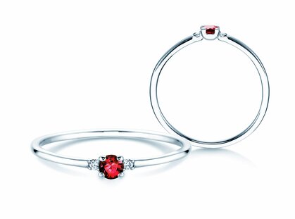 Farbsteinring Vivid Petite in 14K Weißgold mit Rubin 0,08ct und Diamanten 0,02ct